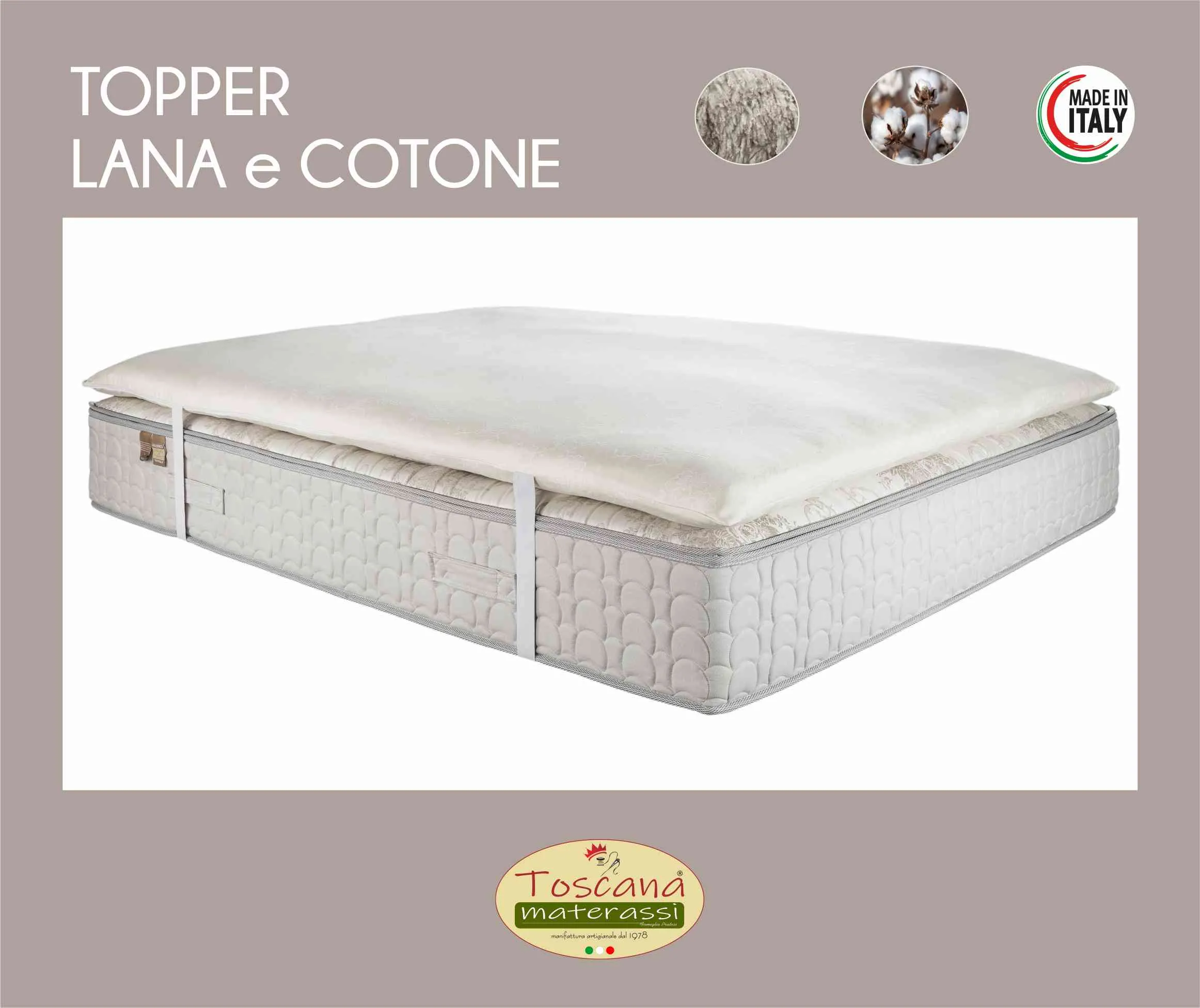Topper in lana e cotone, 100% naturale (sfoderabile)